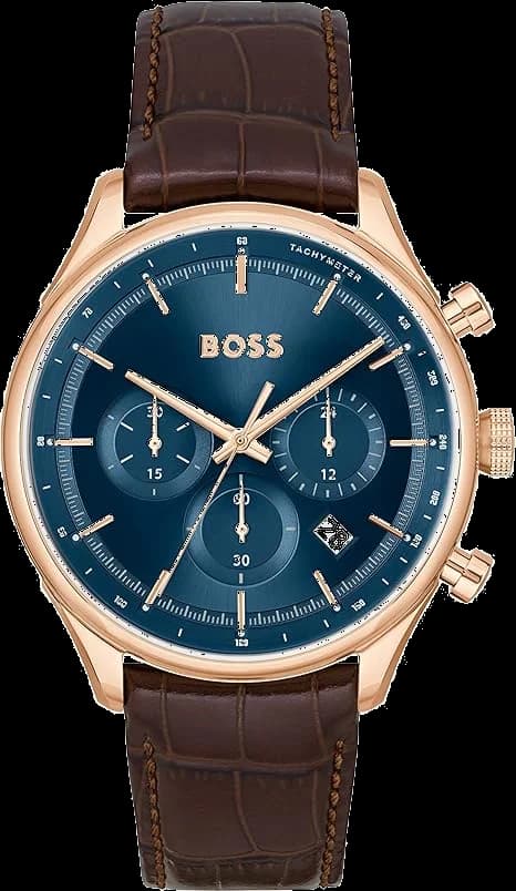 Montre Hugo Boss Sport Lux Gregor 1514050 cadran bleu bracelet cuir marron