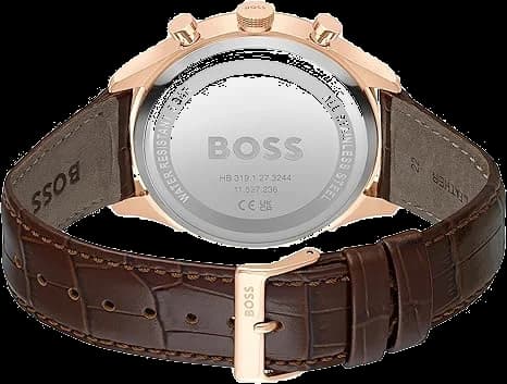 Montre Hugo Boss Sport Lux Gregor 1514050 cadran bleu bracelet cuir marron vue 3