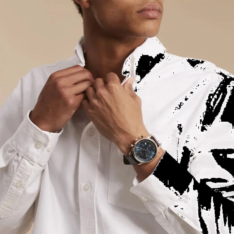 Montre Hugo Boss Sport Lux Gregor 1514050 cadran bleu bracelet cuir marron vue 5