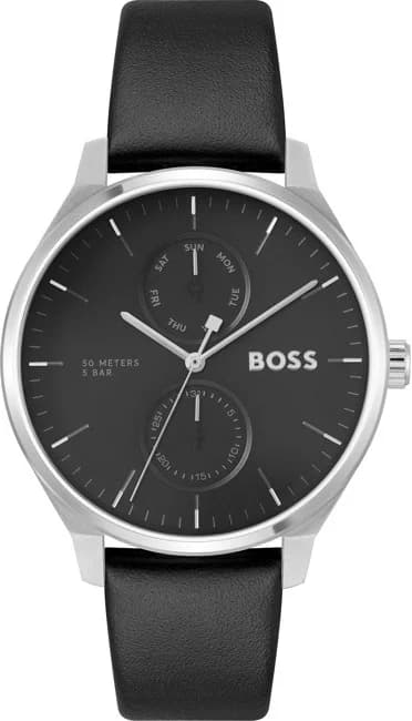 Montre Hugo Boss Tyler 1514102 Bracelet Cuir Noir Cadran Multifonctions