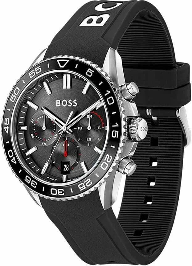 Montre Homme Hugo Boss Runner 1514141 bracelet silicone noir cadran multifonctions vue 2