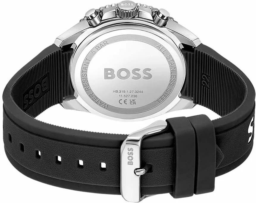 Montre Homme Hugo Boss Runner 1514141 bracelet silicone noir cadran multifonctions vue 3