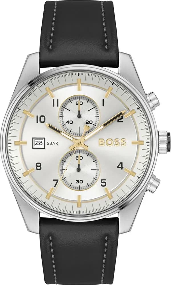 Montre Hugo Boss 1514147 Skytraveller Chronographe en Acier et Cuir Noir