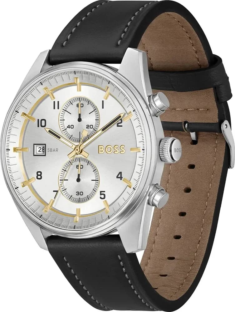 Montre Hugo Boss 1514147 Skytraveller Chronographe en Acier et Cuir Noir vue 2