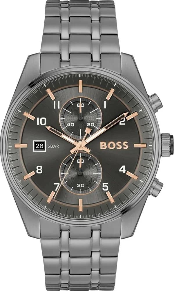 Montre Hugo Boss 1514153 Skytraveller en Acier Gris Mat et Cadran Noir