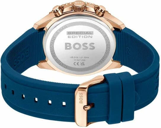 Montre Homme Hugo Boss Runner 1514169 bracelet silicone bleu cadran multifonctions vue 3