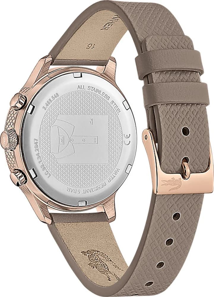 Montre Femme Lacoste 12.12 2001150 bracelet cuir marron cadran multifonctions vue 3