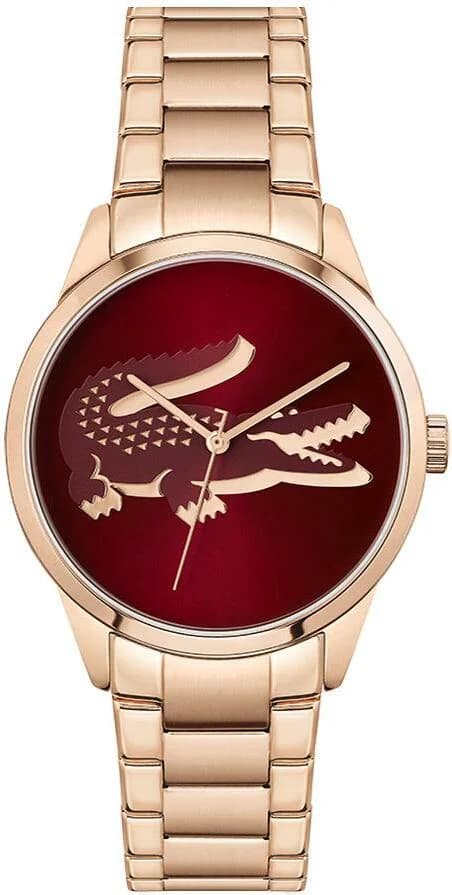 Montre Femme Lacoste Ladycroc 2001191 bracelet acier or rose cadran rouge