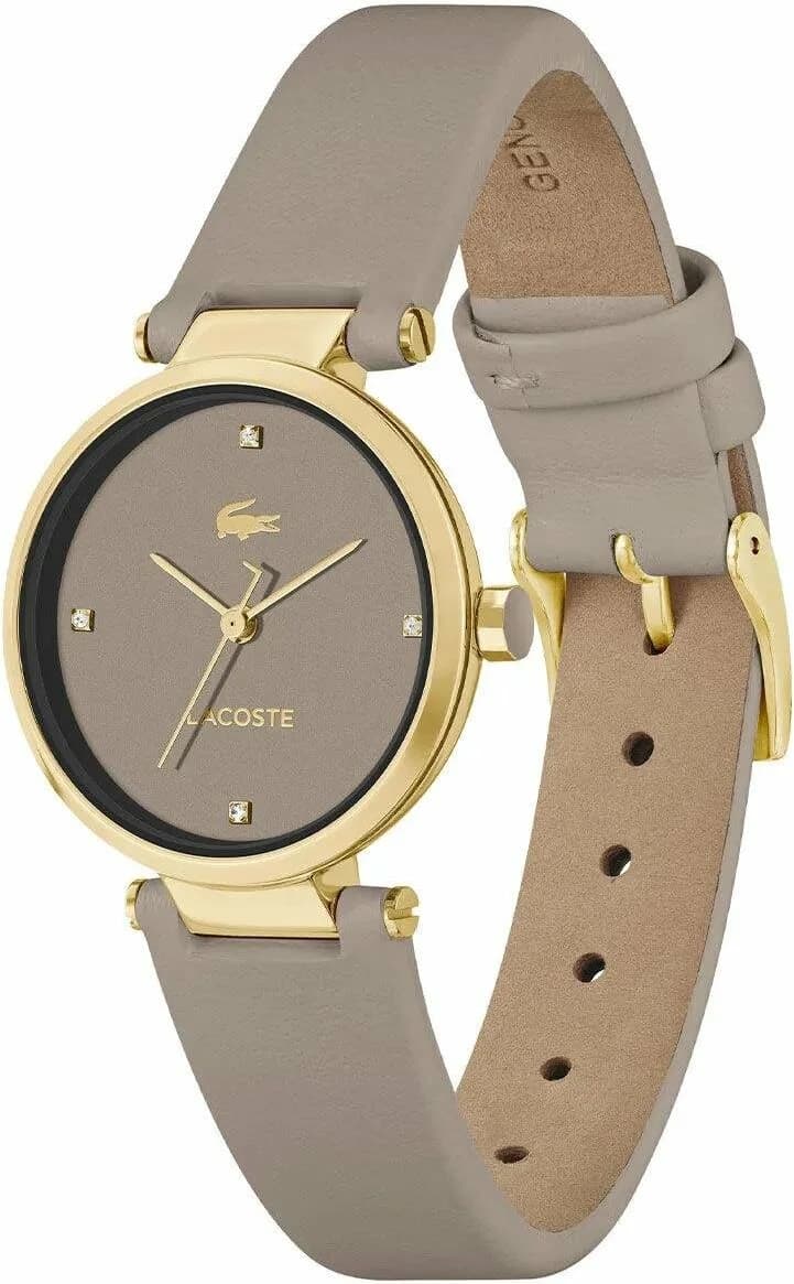 Montre Femme Lacoste Orba 2001334 bracelet cuir cadran gris taupe vue 2