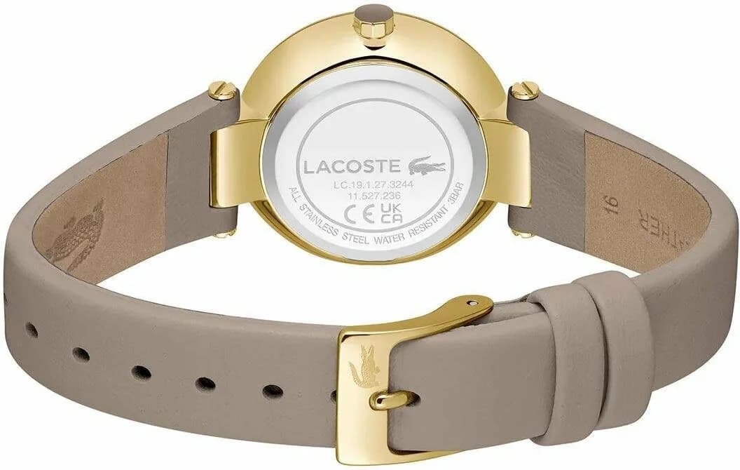 Montre Femme Lacoste Orba 2001334 bracelet cuir cadran gris taupe vue 3