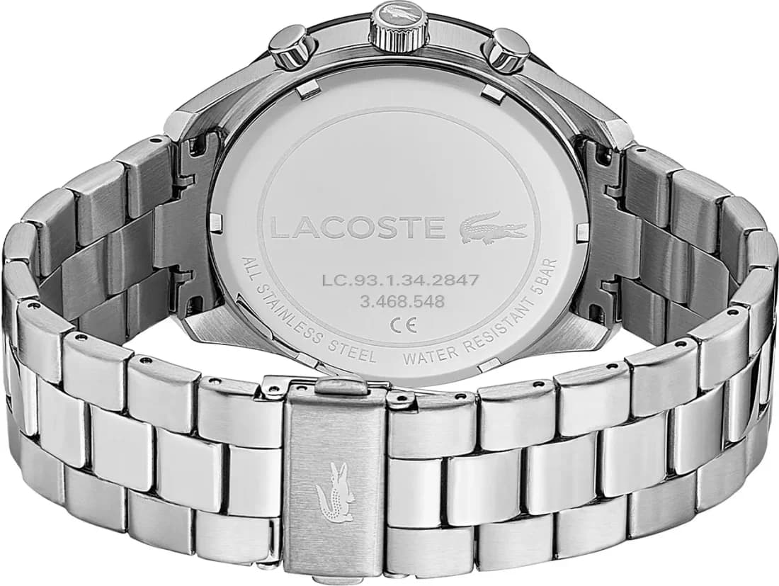 Montre Homme Lacoste Boston 2011079 bracelet acier argenté cadran noir multifonctions vue 3