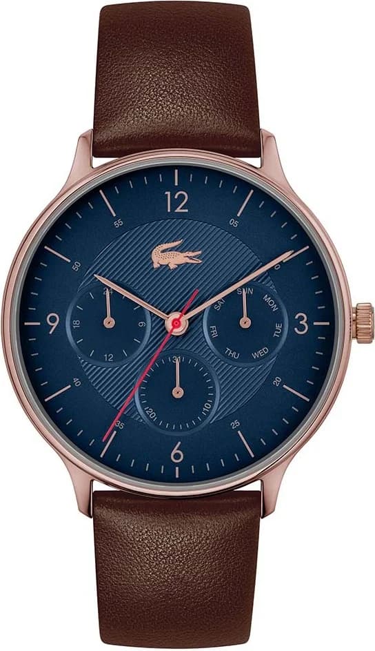 Montre Lacoste 2011141 Bracelet Cuir Marron et Cadran Bleu Multifonctions