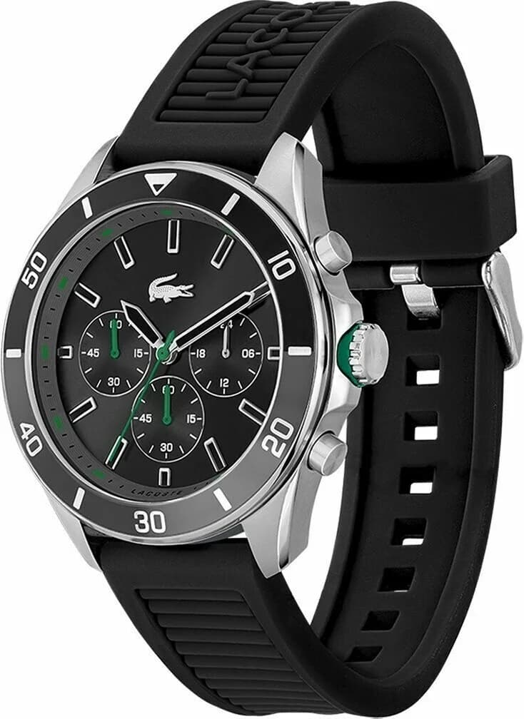 Montre Lacoste 2011152 Tiebreaker Bracelet Silicone Noir et Cadran Multifonctions vue 2