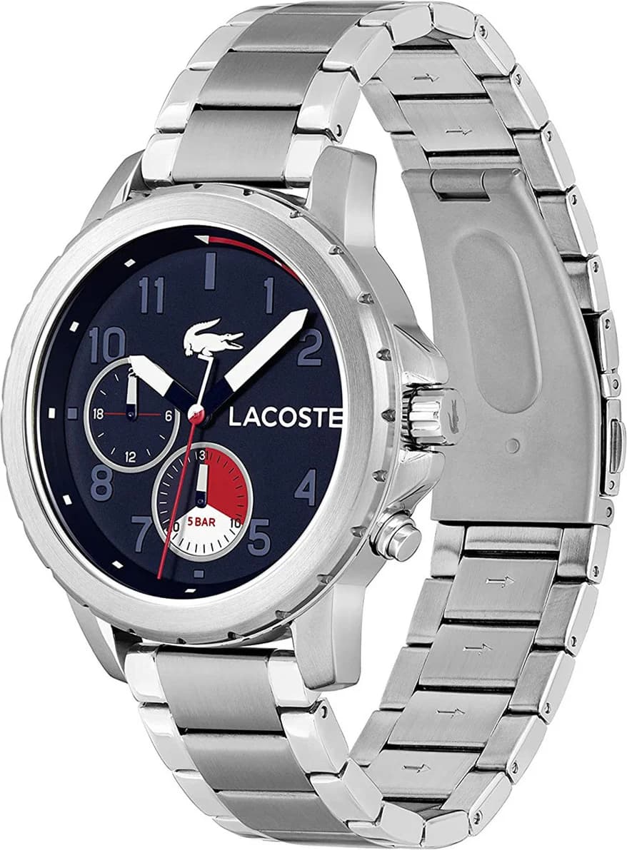 Montre Homme Lacoste Endurance 2011208 bracelet acier argenté cadran bleu multifonctions vue 2