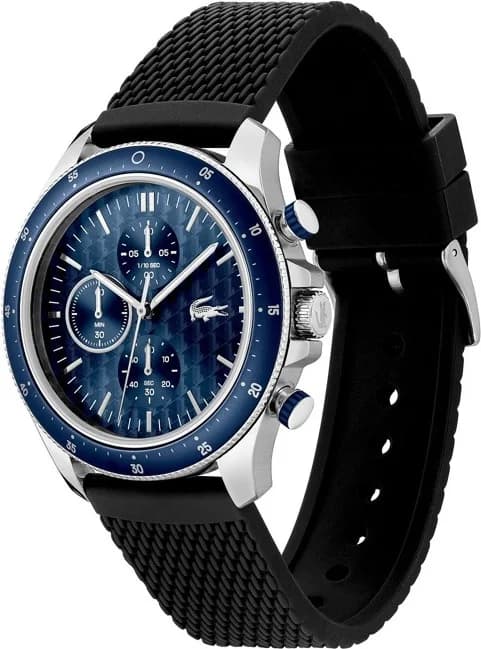 Montre Lacoste 2011252 Bracelet Silicone Noir et Cadran Bleu Multifonctions vue 2