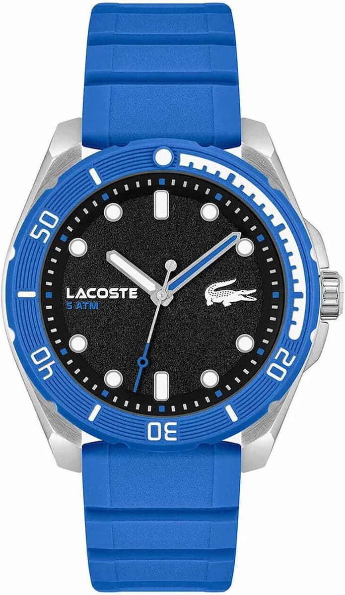 Montre Lacoste Finn 2011285 Bracelet Silicone Bleu et Cadran Noir