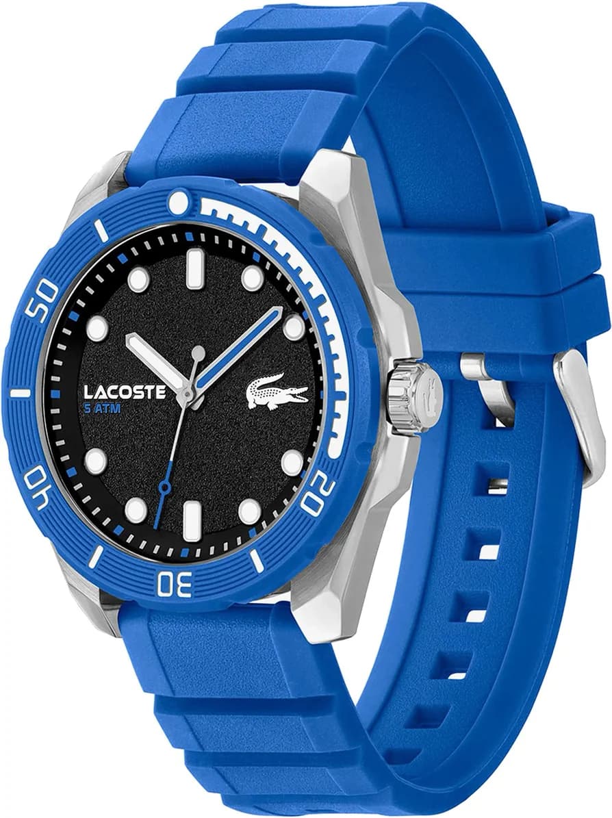 Montre Lacoste Finn 2011285 Bracelet Silicone Bleu et Cadran Noir vue 2