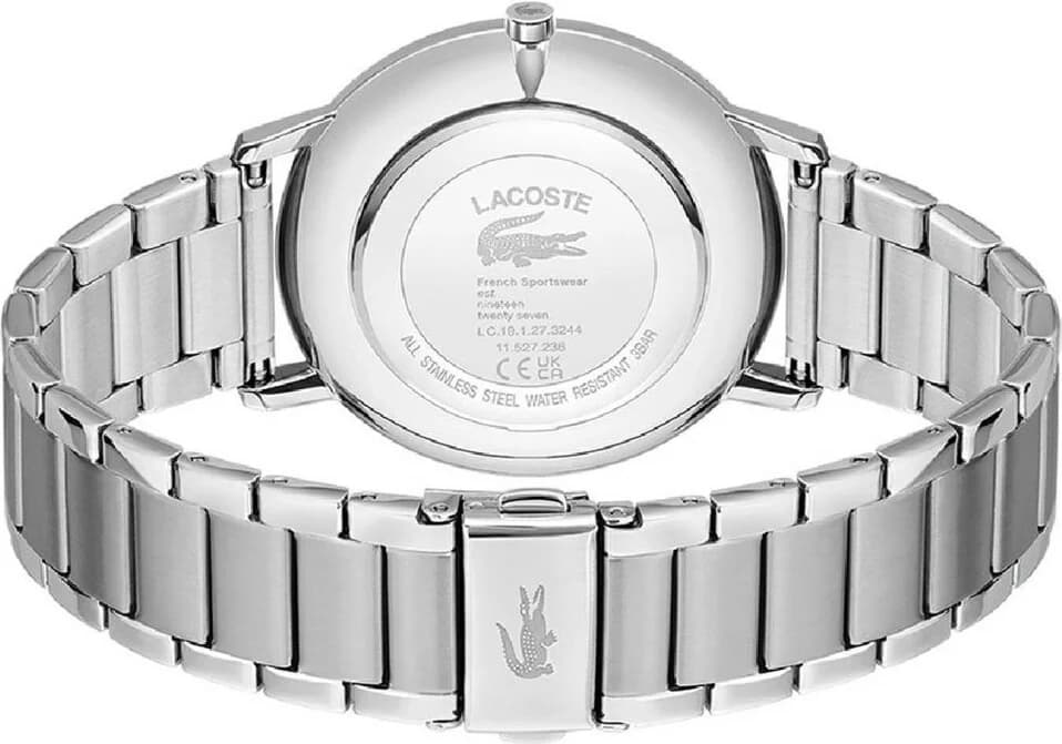 Montre Homme Lacoste Crocorigin 2011305 bracelet acier argenté cadran bleu vue 3