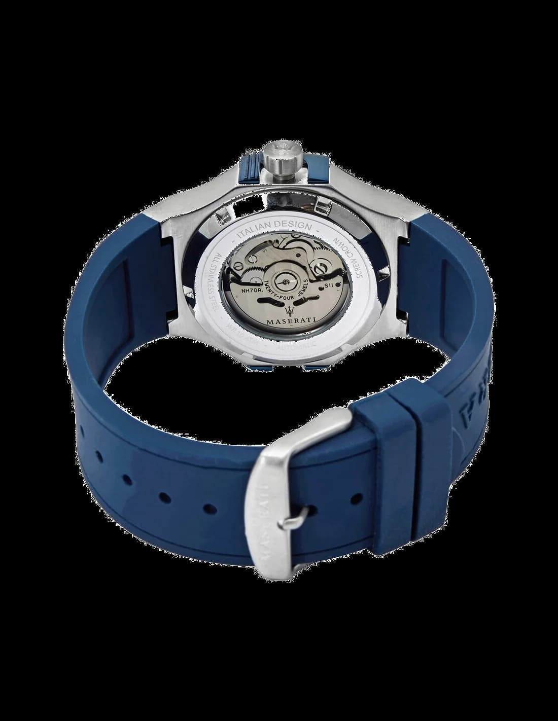 Montre automatique Maserati Potenza R8821108028 cadran squelette bracelet silicone bleu vue 4