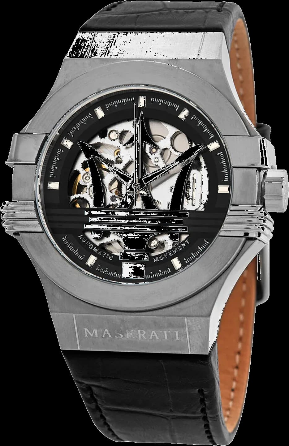 Montre Maserati R8821108038 Automatique Squelette Bracelet Cuir Noir