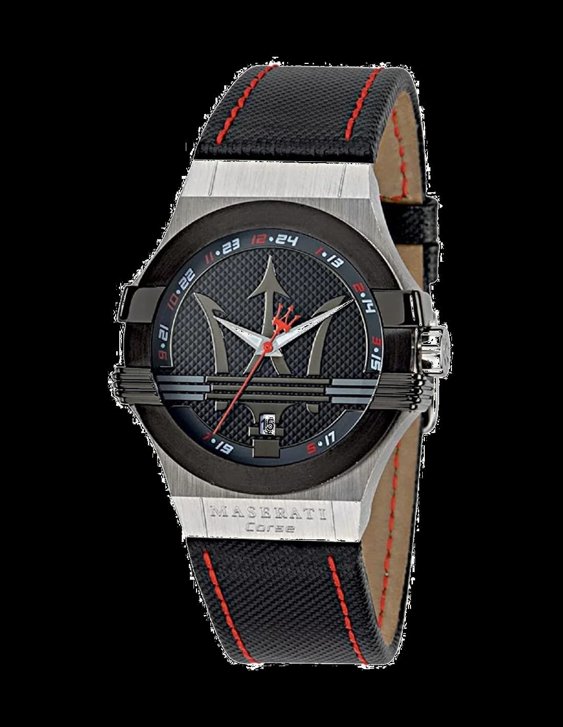 Montre Homme Maserati Potenza R8851108001 Bracelet en cuir surpiqures rouges