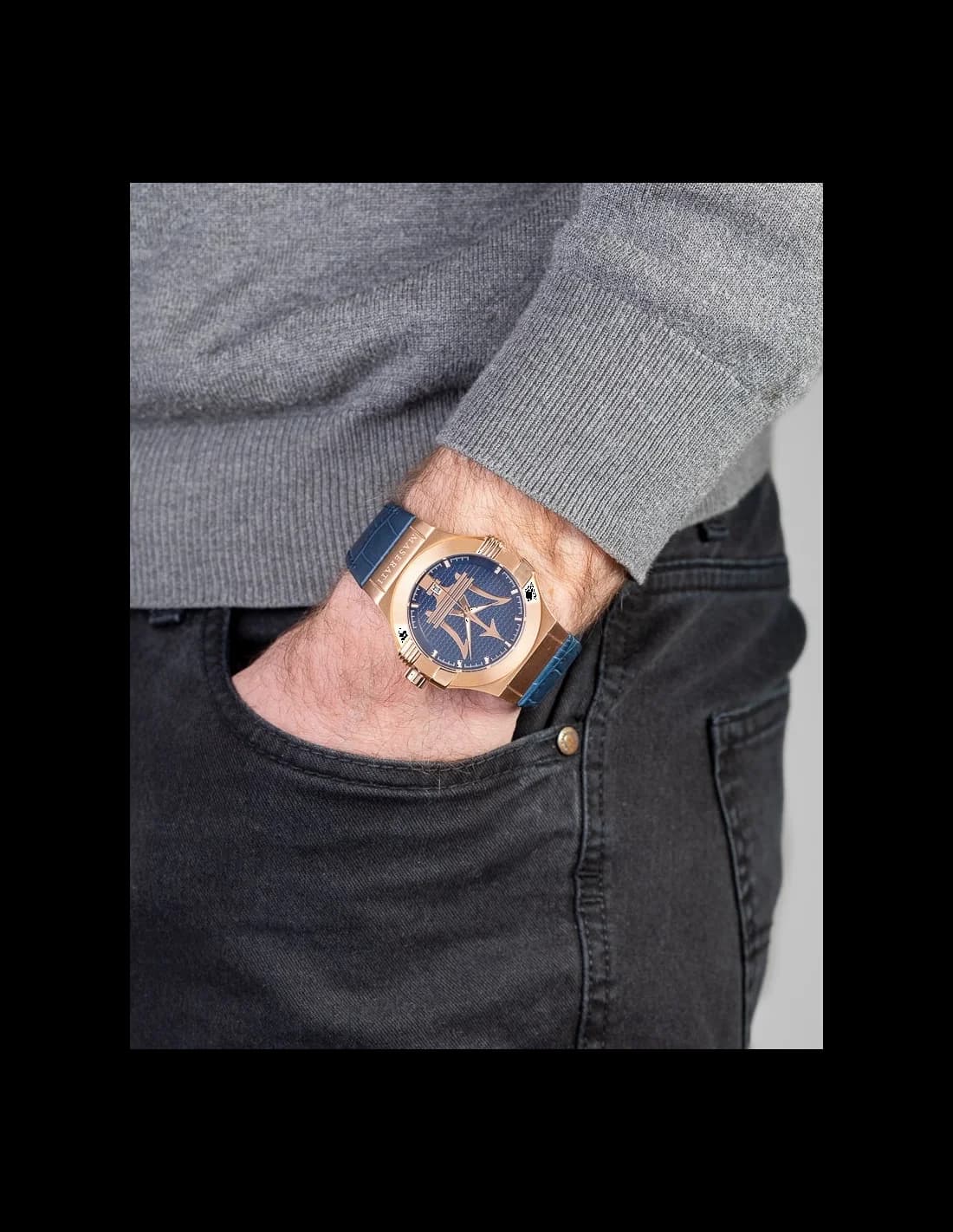 Montre Homme Maserati Potenza R8851108027 Bracelet en cuir bleu vue 4