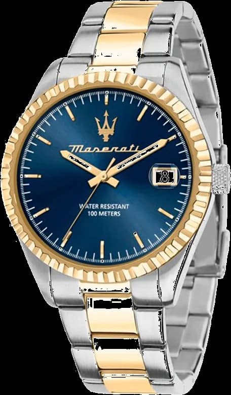 Montre Maserati R8853100027 en Acier Bicolore avec Cadran Bleu Soleillé