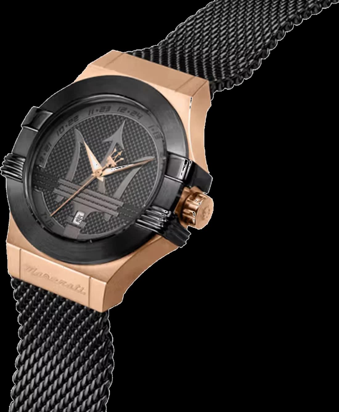 Montre Maserati R8853108010 Potenza Trident Acier Noir Maille Milanaise vue 2