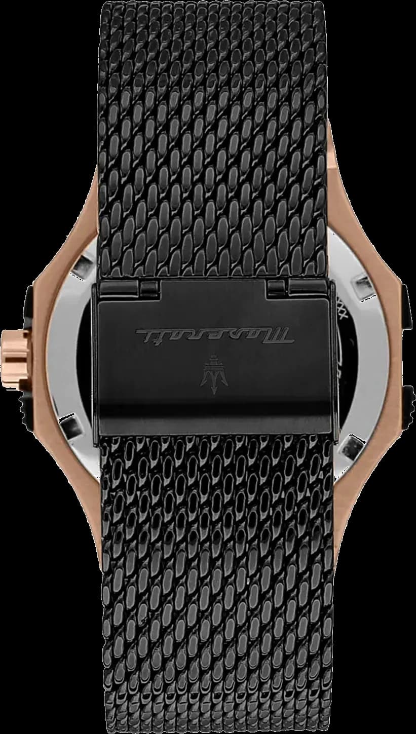 Montre Maserati R8853108010 Potenza Trident Acier Noir Maille Milanaise vue 3
