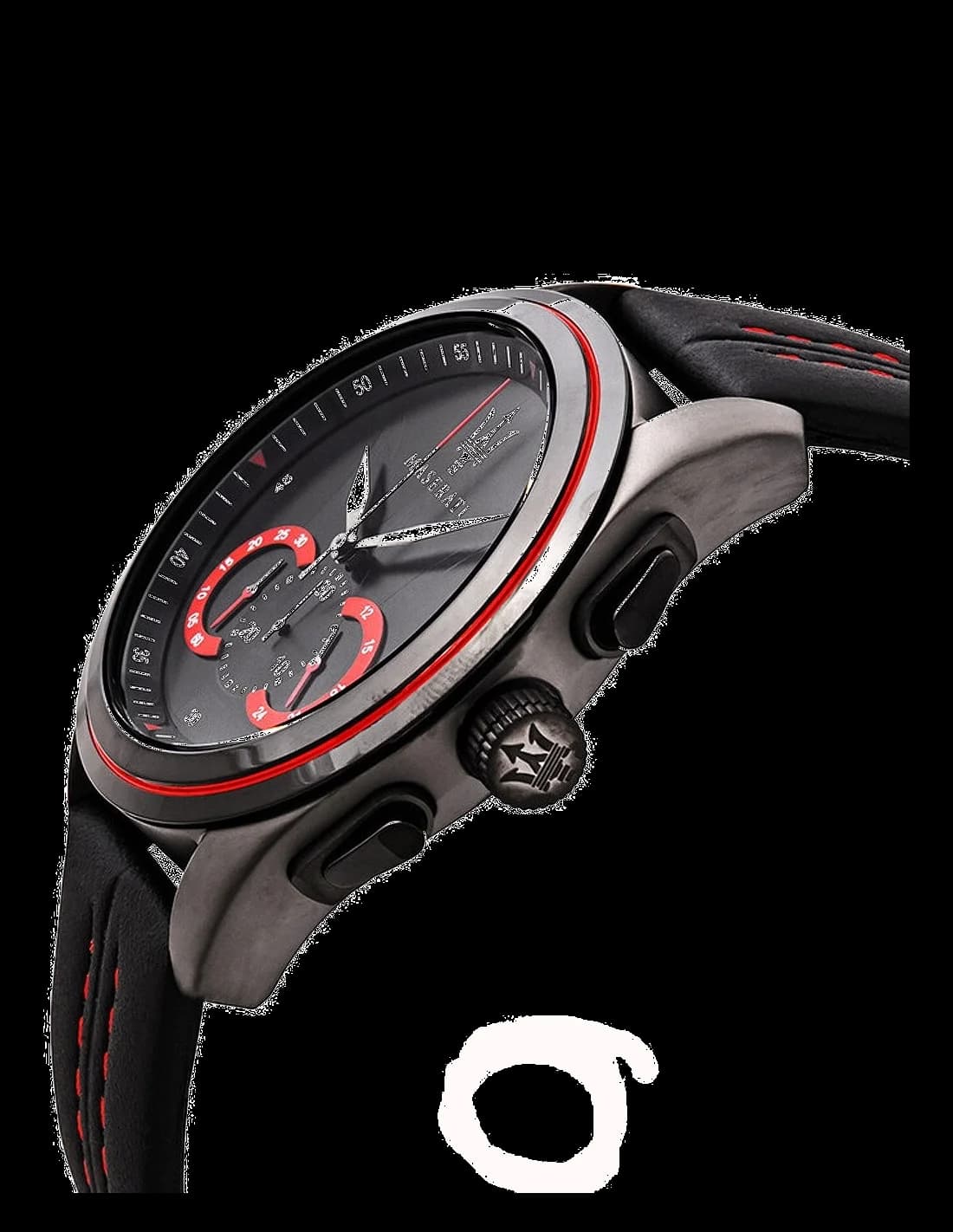 Montre Maserati Traguardo R8871612023 bracelet cuir surpiqures rouges vue 2