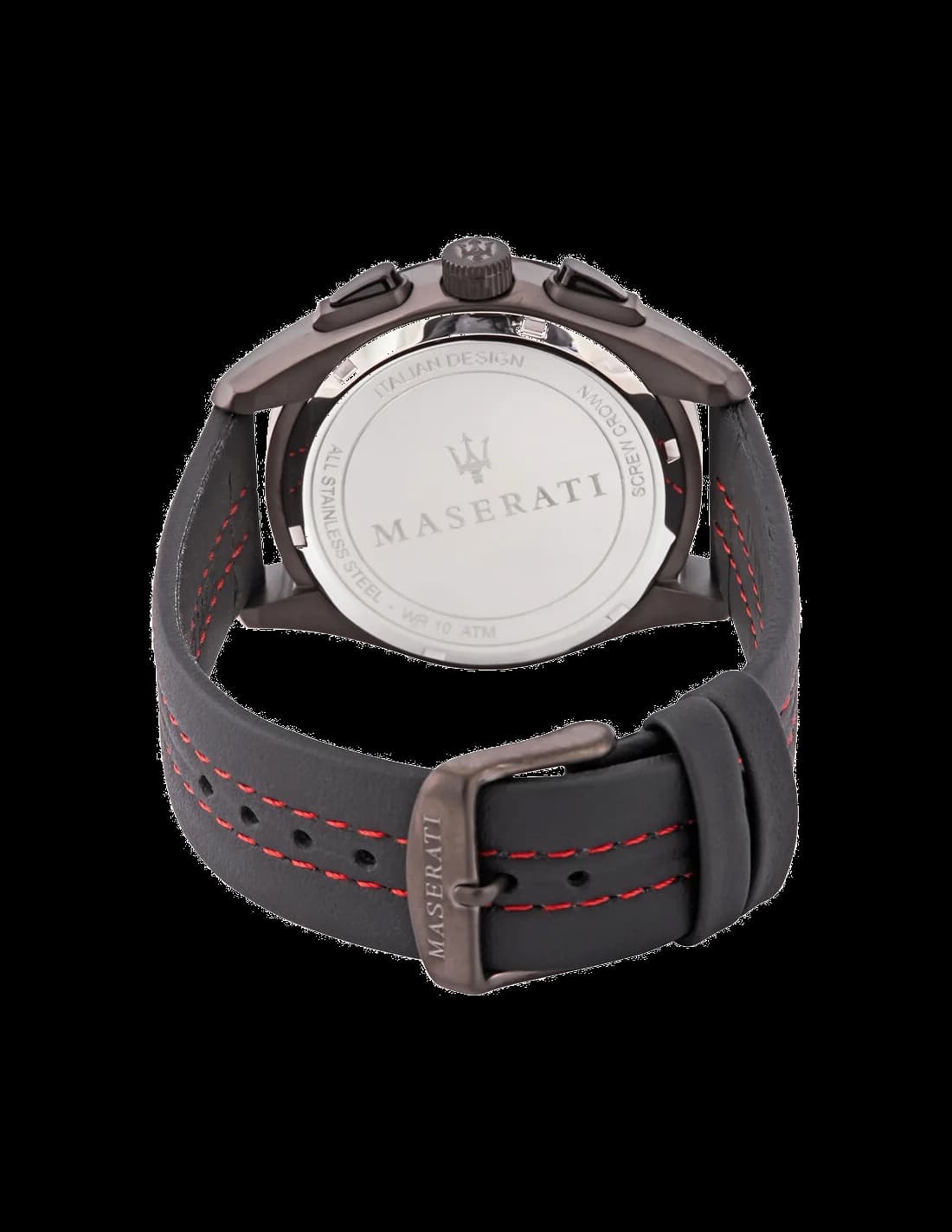 Montre Maserati Traguardo R8871612023 bracelet cuir surpiqures rouges vue 4