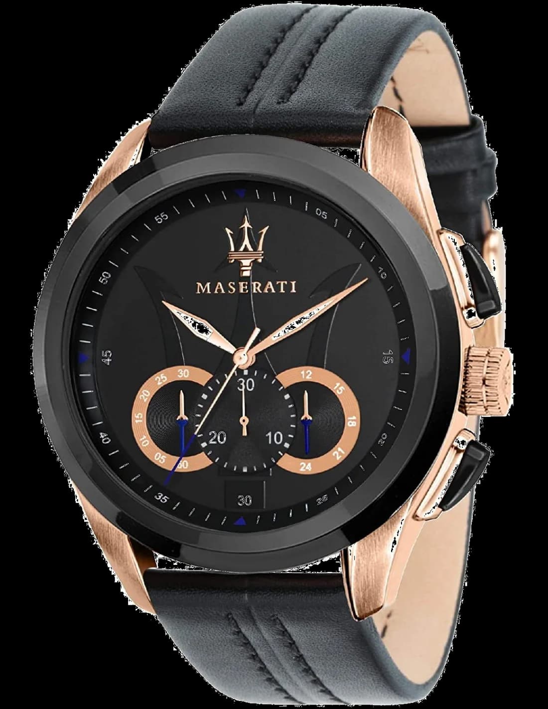 Montre Maserati Traguardo R8871612025 Noire avec détails en acier or rose