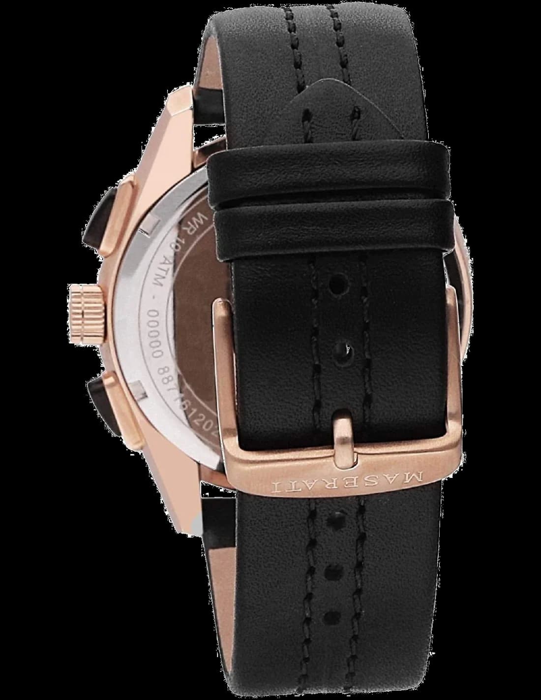 Montre Maserati Traguardo R8871612025 Noire avec détails en acier or rose vue 2