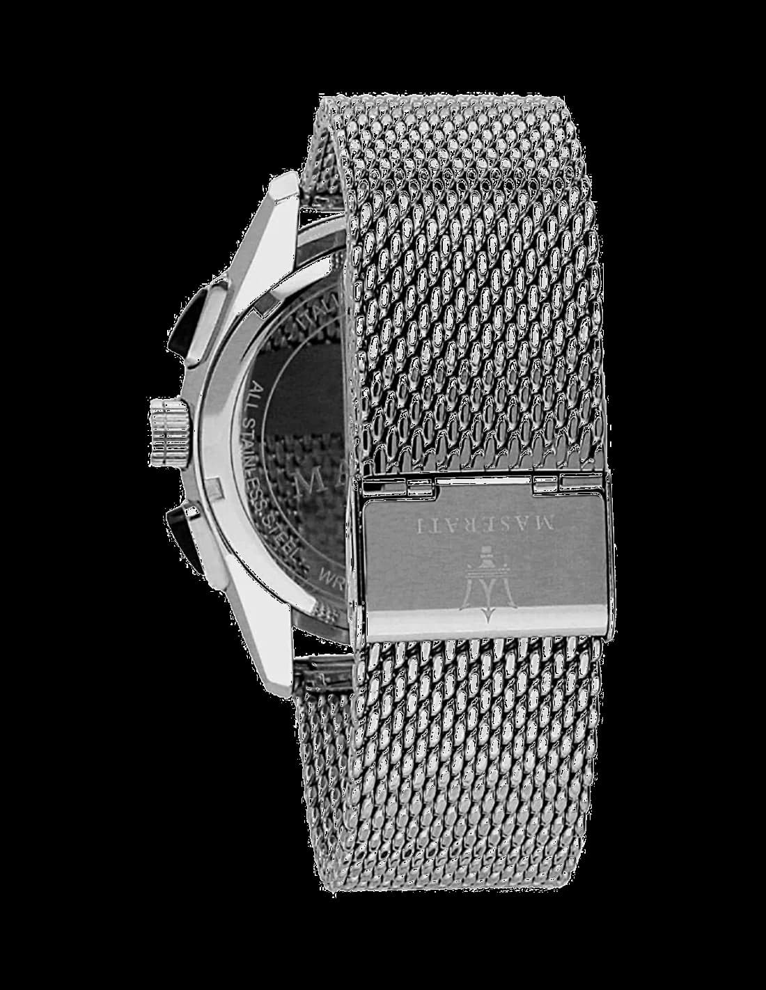 Montre Homme Maserati Traguardo R8873612005 Cadran noir maille milanaise vue 2