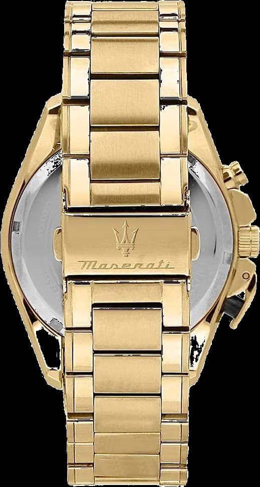 Montre Homme Maserati Traguardo R8873612041 chronographe Cadran noir Bracelet en acier inoxydable doré vue 3