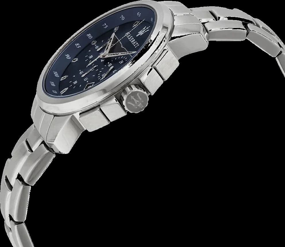Montre Homme Maserati Successo R8873621002 chronographe cadran bleu bracelet en acier inoxydable argenté vue 2