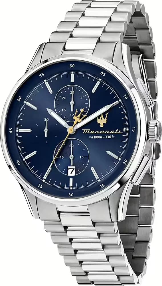 Montre Maserati R8873624004 en Acier Argenté avec Cadran Bleu Soleillé