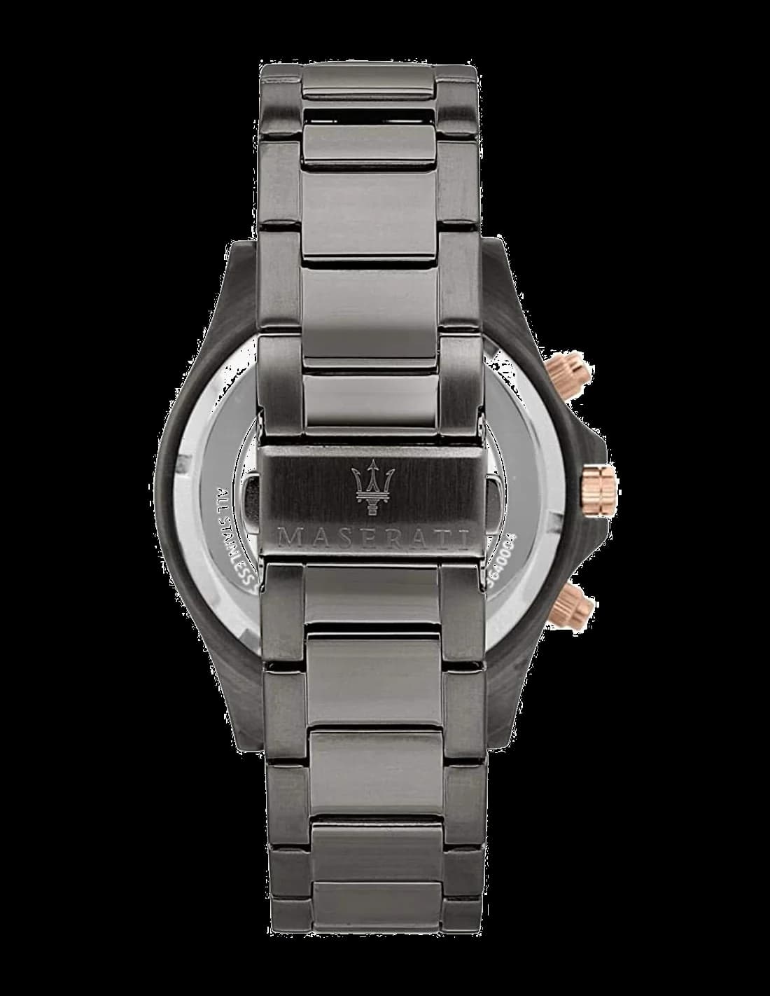 Montre Maserati Sfida R8873640001 chronomètre bleu détails or rose en acier noir vue 4