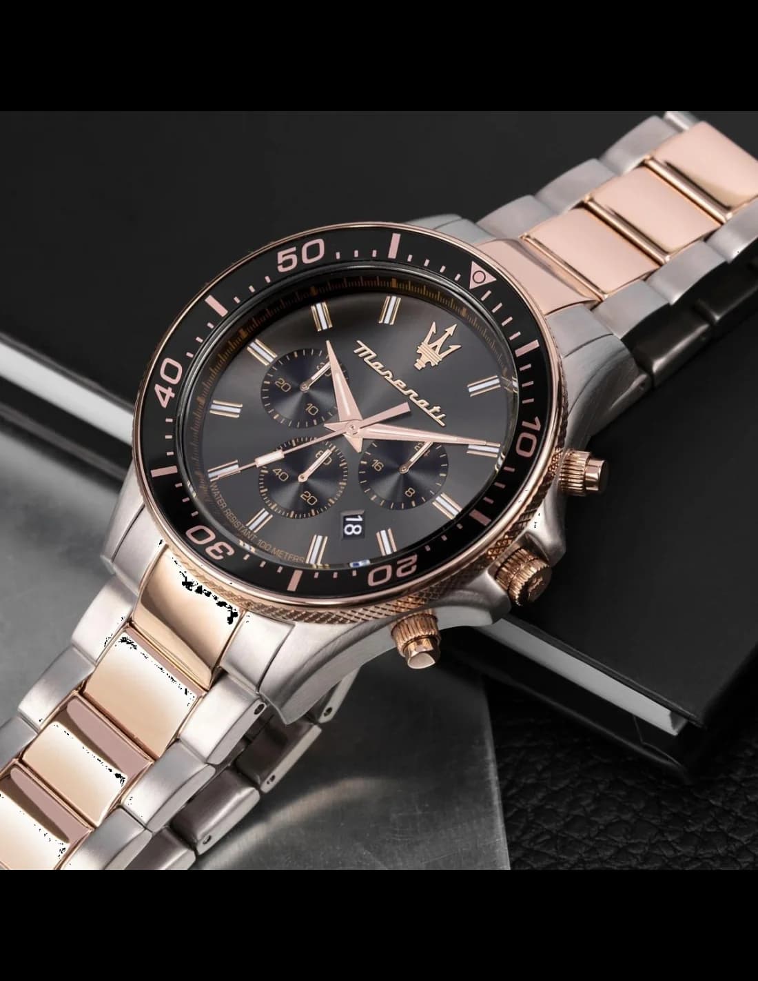 Montre Homme Maserati Sfida R8873640002 Chronomètre sport détails or rose vue 3