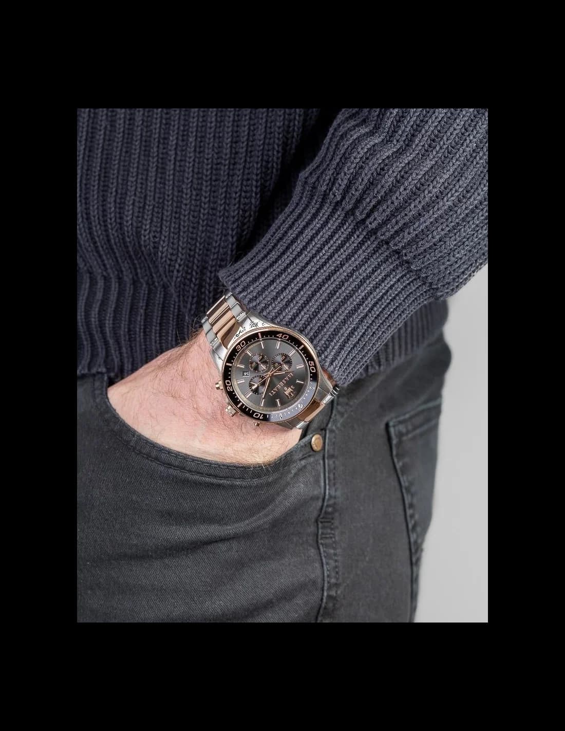 Montre Homme Maserati Sfida R8873640002 Chronomètre sport détails or rose vue 4