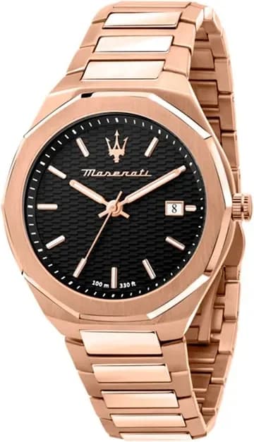 Montre Maserati R8873642007 en Acier Inoxydable Doré Rose et Cadran Noir