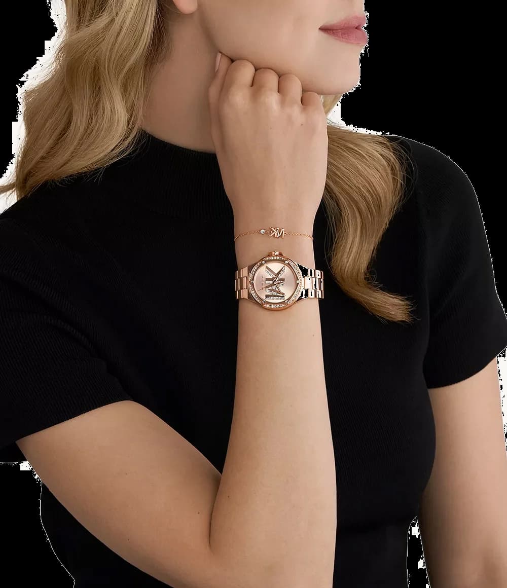 Montre Michael Kors Lennox MK1063 bracelet couleur or rose vue 4