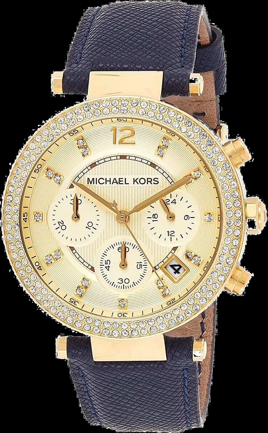 Montre Michael Kors MK2280 Chronographe en Acier Doré et Cuir Bleu Marine