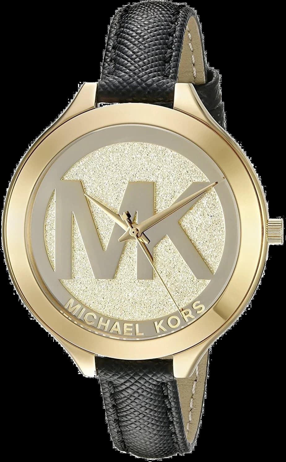 Montre Michael Kors MK2392 Cadran Or et Bracelet Cuir Noir