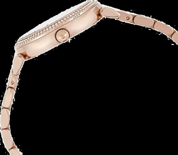 Montre Michael Kors MK3356 Bracelet Acier Doré Rose et Cadran Noir à Cristaux vue 3