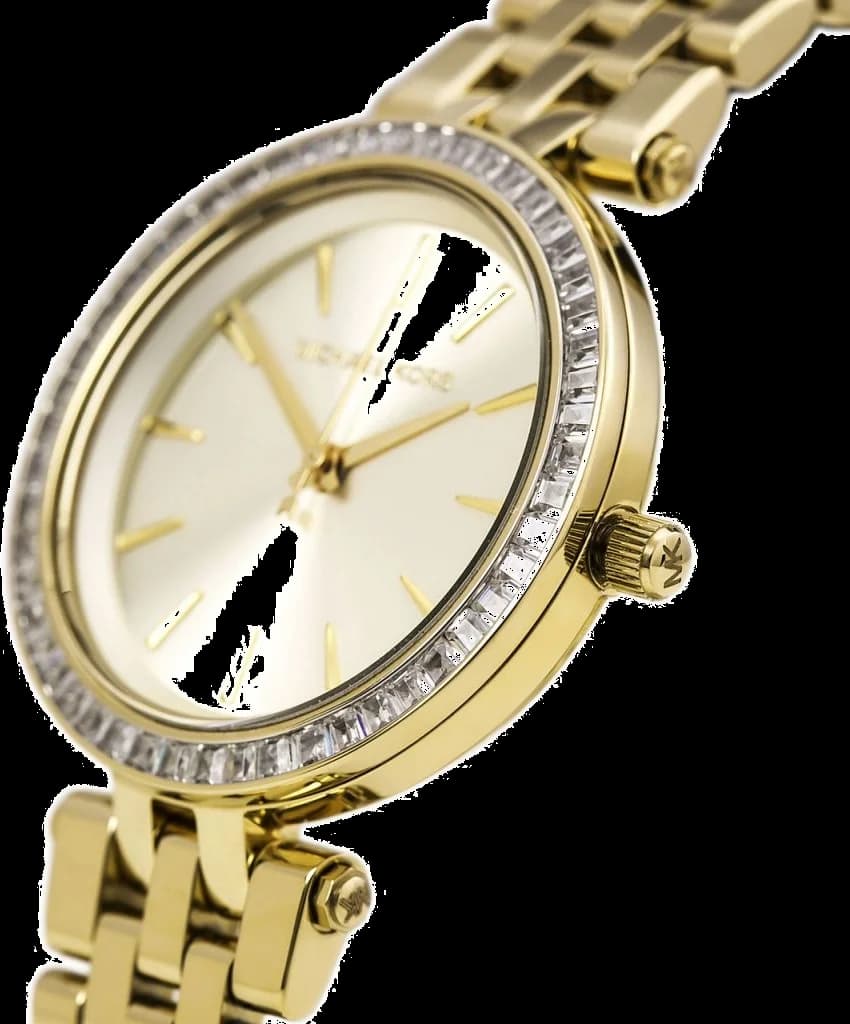 Montre Michael Kors MK3365 en acier doré avec lunette sertie de cristaux vue 2