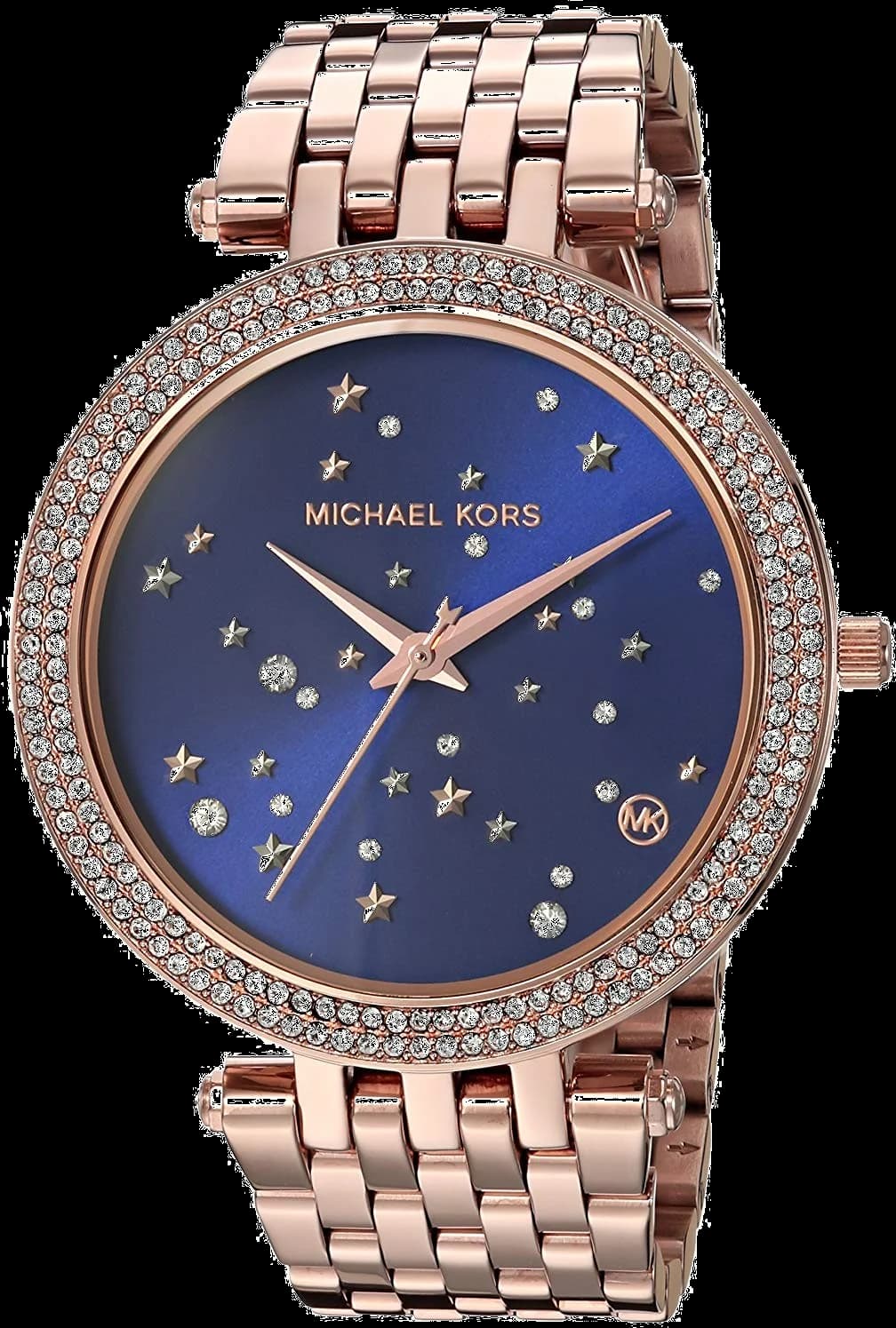 Montre Michael Kors Darci MK3728 Ciel étoilé bracelet or fond bleu