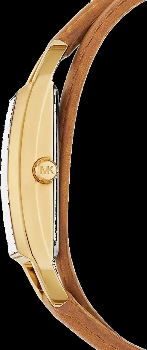 Montre Michael Kors Mini Empire MK4721 Cadran doré bracelet en cuir marron vue 3