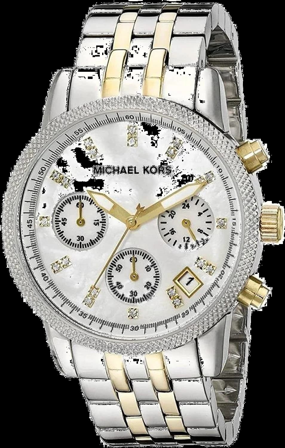 Montre Michael Kors Ritz MK5057 Chronomètre cadran nacre bracelet bi-ton doré argent