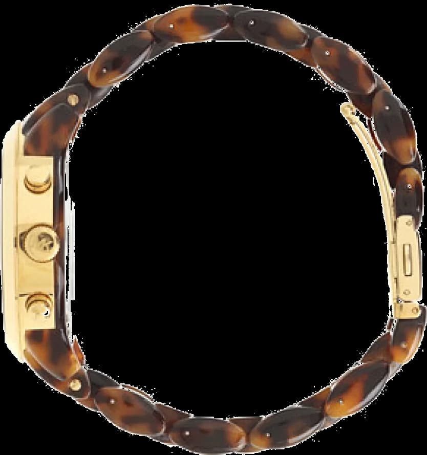 Montre Femme Michael Kors MK5216 en Acétate Écaille de Tortue et Cadran Doré vue 3